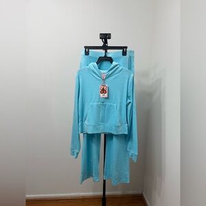 Crystal Blue Velour Tracksuit Set